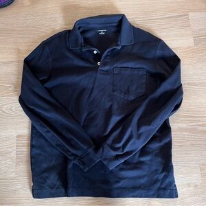 Lands end dark blue black polo long sleeve